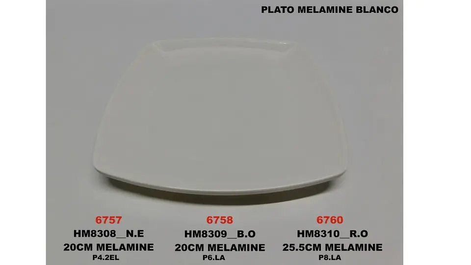 Plato Melamina Blanco Cuadrado Elegante 20 cm 5