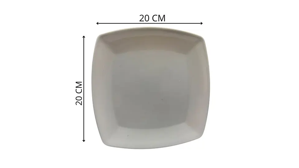 Plato Melamina Blanco Cuadrado Elegante 20 cm 6