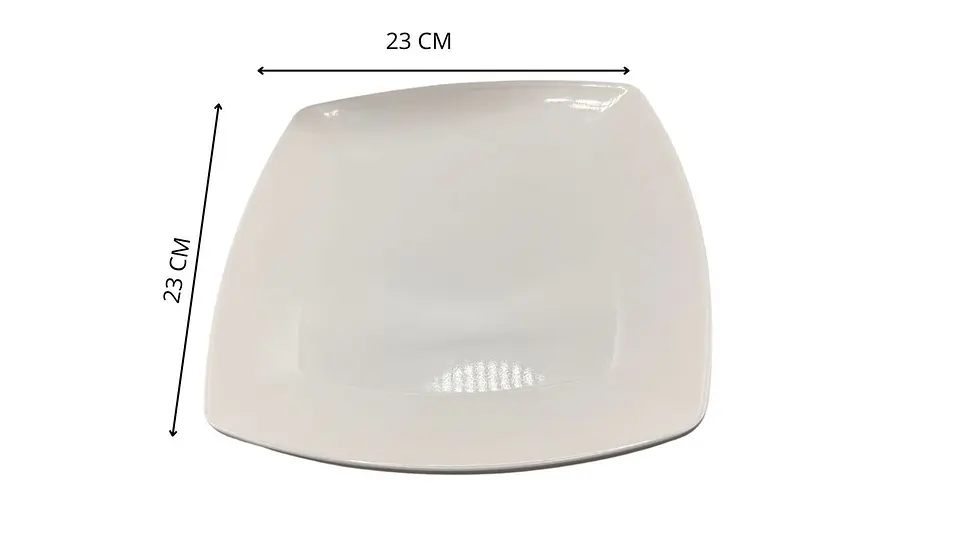 Plato Melamina Blanco Cuadrado Premium 23 cm 6