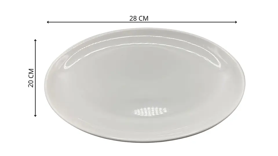 Plato Melamina Blanco Ovalado Elegante 28 Cm 7