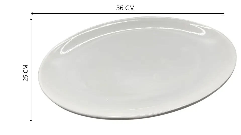 Plato Ovalado Grande Melamina Blanca 36 cm Elegante 6