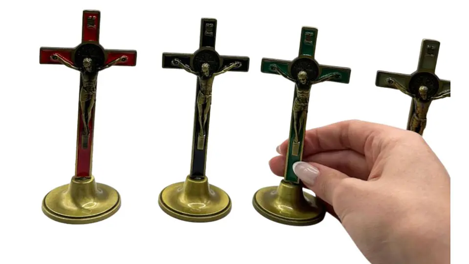 Cruz Religiosa Decorativa de Mesa 11.5 cm Dorada 3