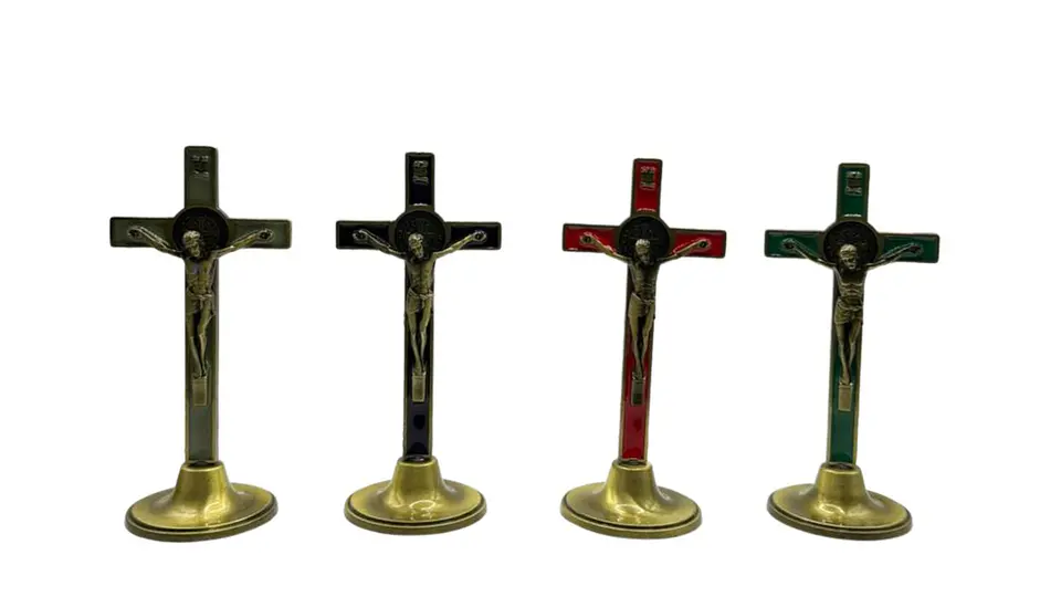 Cruz Religiosa Decorativa de Mesa 11.5 cm Dorada 4