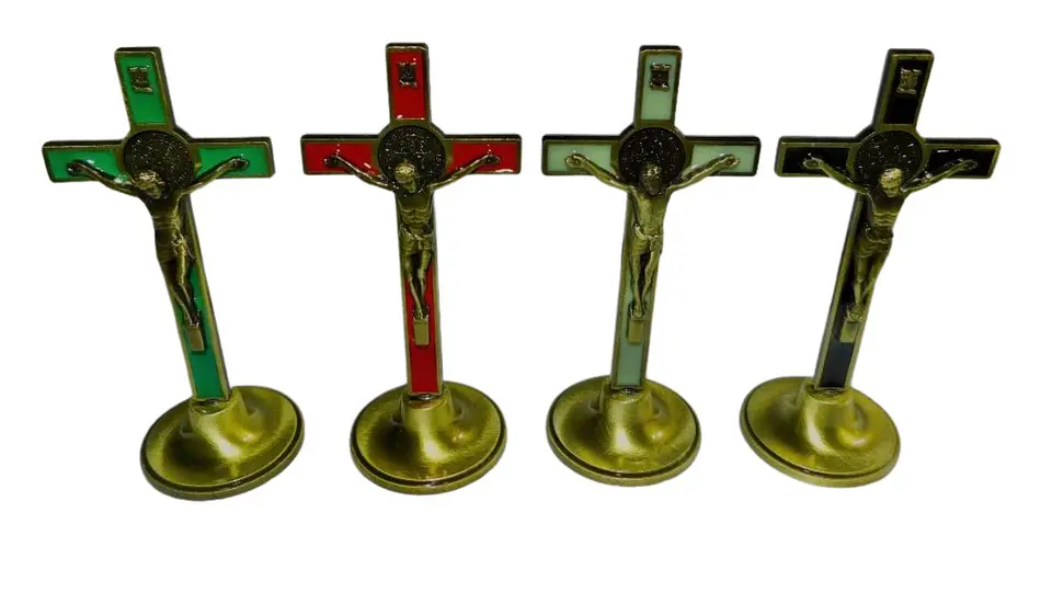Cruz Religiosa Decorativa de Mesa 11.5 cm Dorada 5