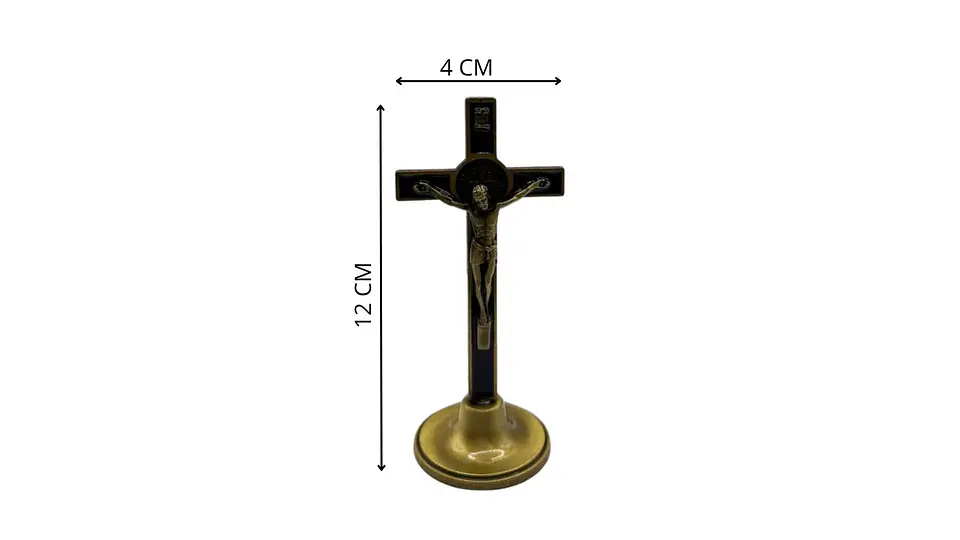 Cruz Religiosa Decorativa de Mesa 11.5 cm Dorada 6