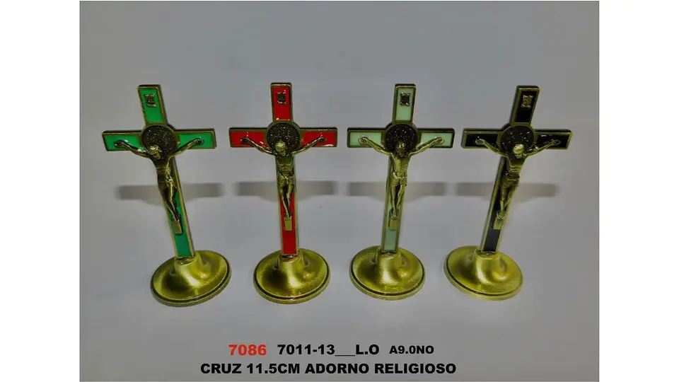Cruz Religiosa Decorativa de Mesa 11.5 cm Dorada 7