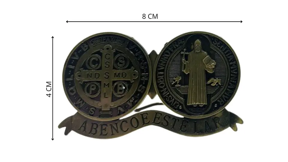 Medalla San Benito Decorativa de Mesa 8 cm Dorada 7