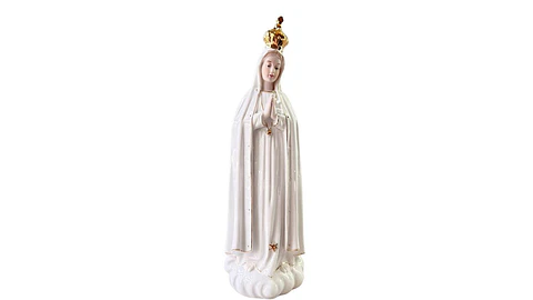 Virgen de Fátima Decorativa en Cerámica Blanca 31.5 cm