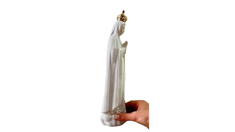 Virgen de Fátima Decorativa en Cerámica Blanca 31.5 cm 3