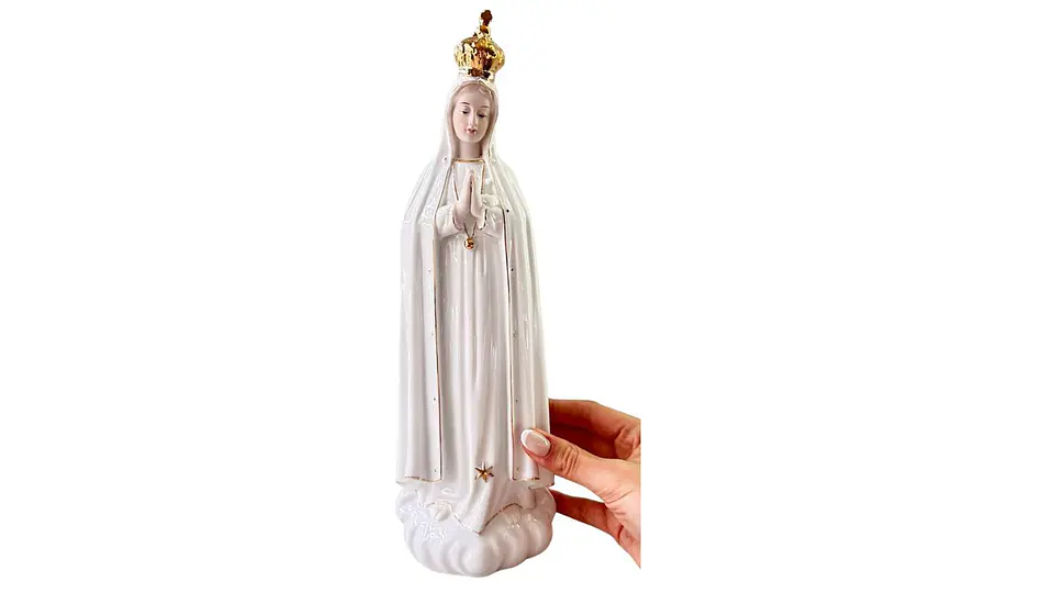 Virgen de Fátima Decorativa en Cerámica Blanca 31.5 cm 5