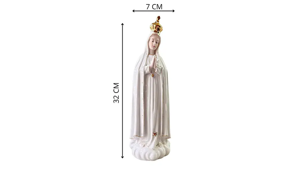 Virgen de Fátima Decorativa en Cerámica Blanca 31.5 cm 6
