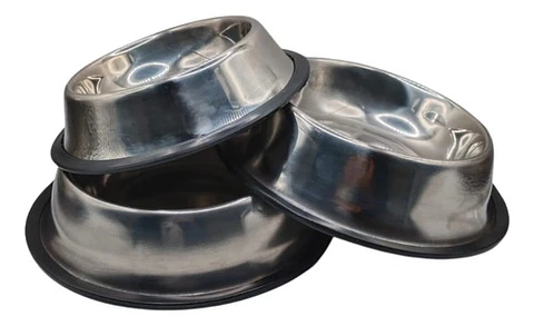 Combo Plato De Acero Inoxidable Antiderrames Para Perros