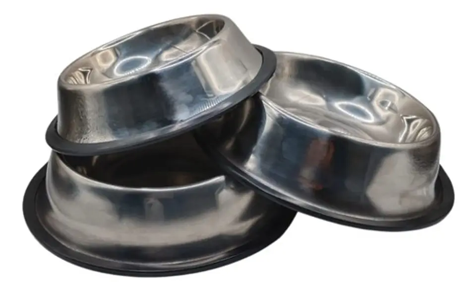 Combo Plato De Acero Inoxidable Antiderrames Para Perros 1