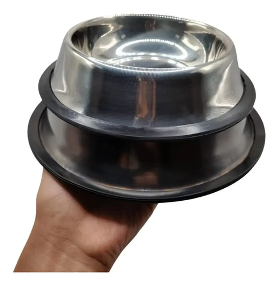 Combo Plato De Acero Inoxidable Antiderrames Para Perros 2