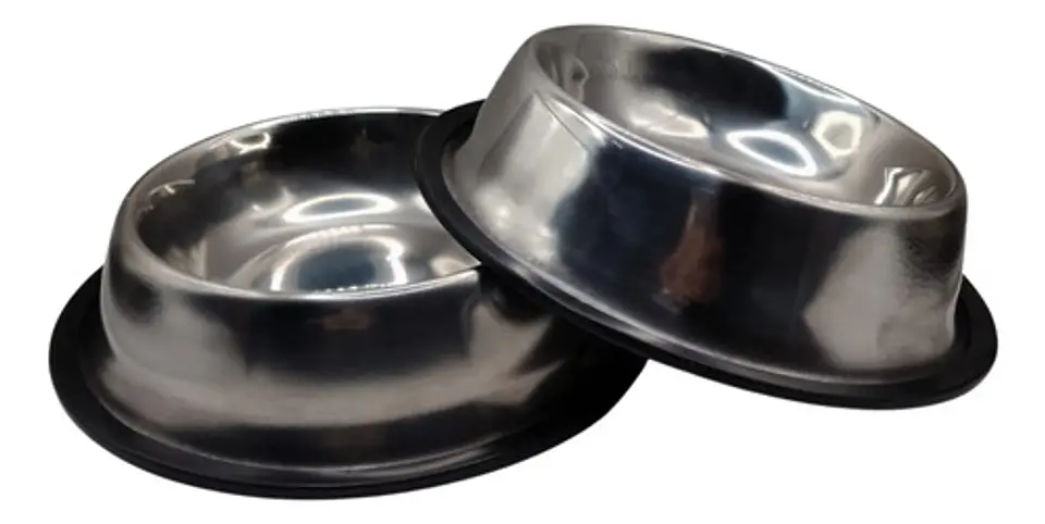 Combo Plato De Acero Inoxidable Antiderrames Para Perros 4