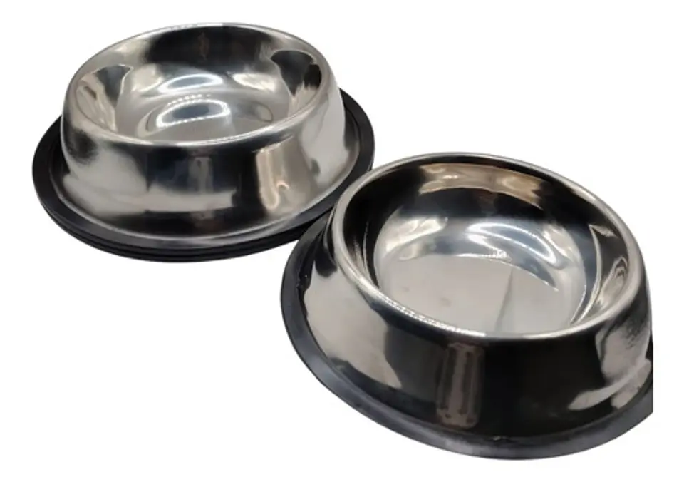 Combo Plato De Acero Inoxidable Antiderrames Para Perros 5