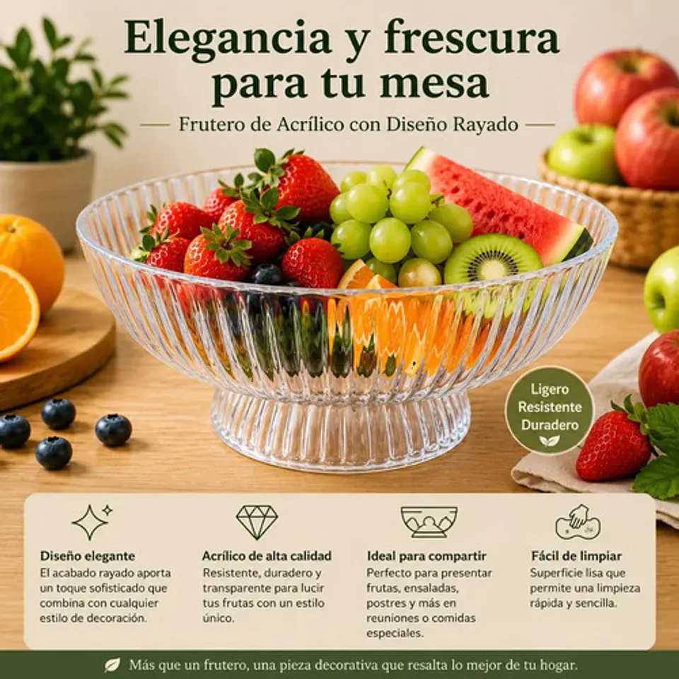 Frutero Acrílico Transparente Decorativo Centro De Mesa Mode 3