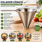 Colador Cónico Acero Inoxidable Con Mango Para Cocina 22 Cm - Miniatura 2