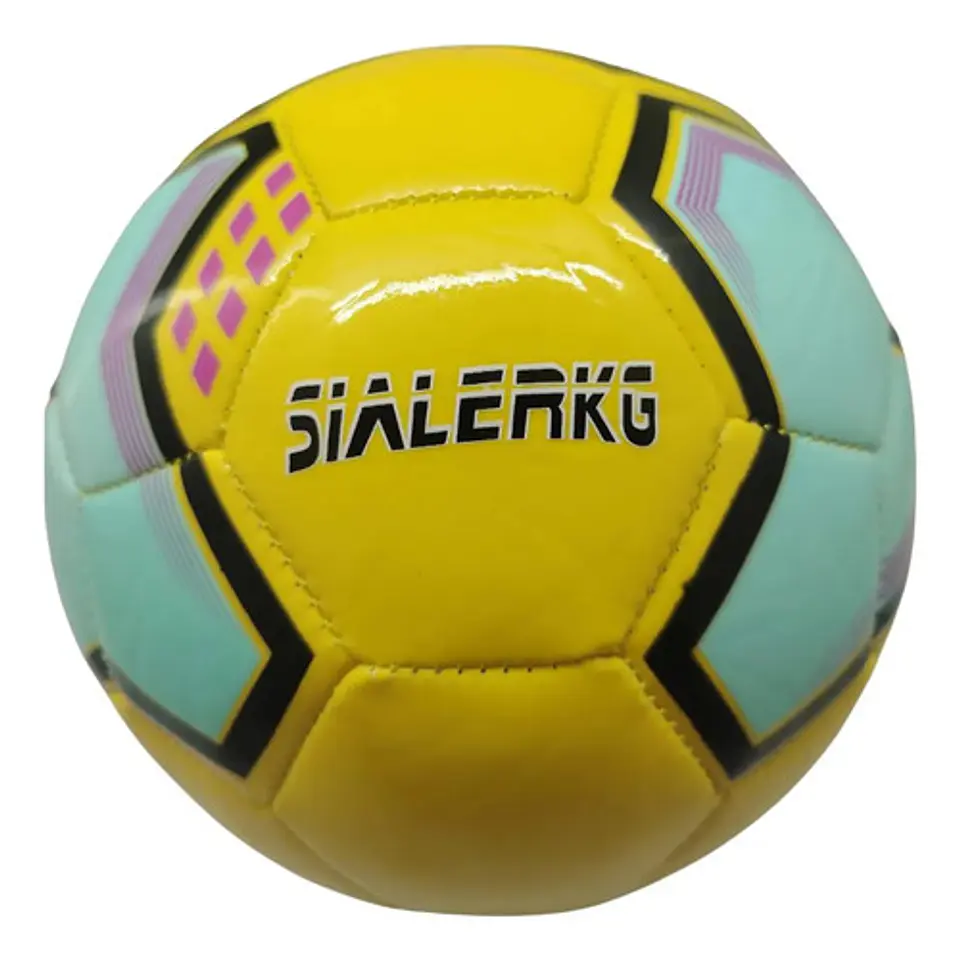 Balón Fútbol Sialerkg Tamaño 1 Cuero Sintético Resistente Amarillo 1