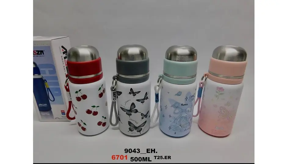 Termo Acero Inoxidable 500 ml Diseño Floral Portátil 6