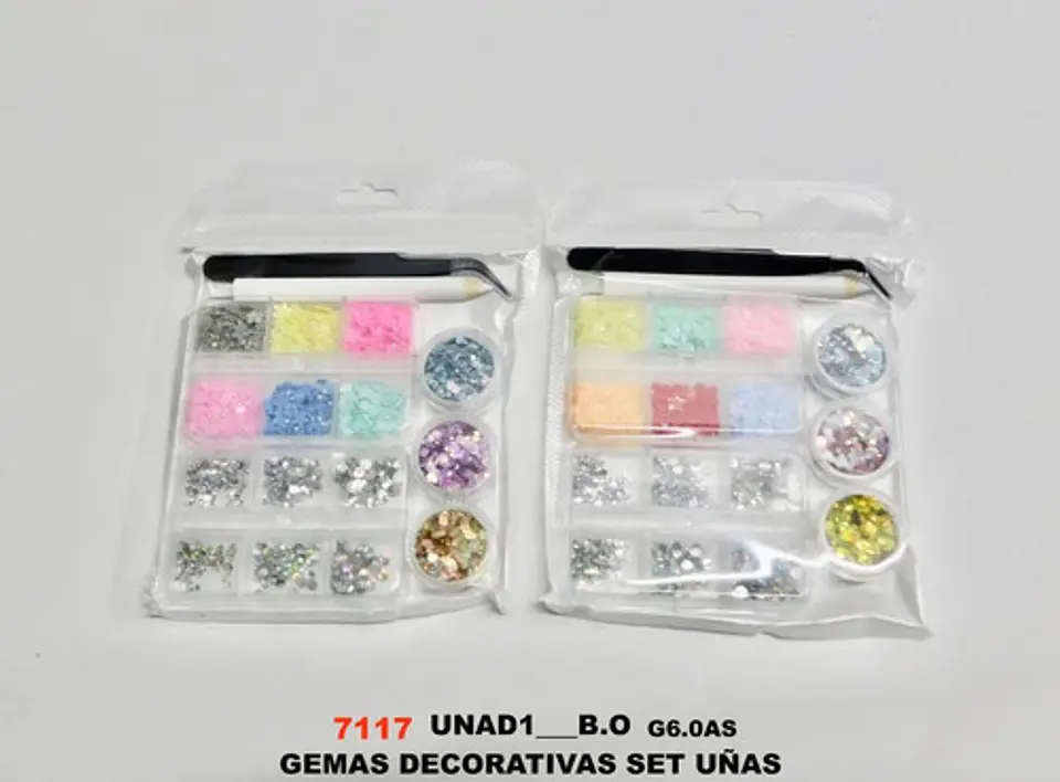 Set De Decoración Para Uñas Con Rhinestones Y Flores 3d Perlas 6