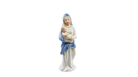Figura Religiosa Virgen María Con Niño Jesús Decorativa