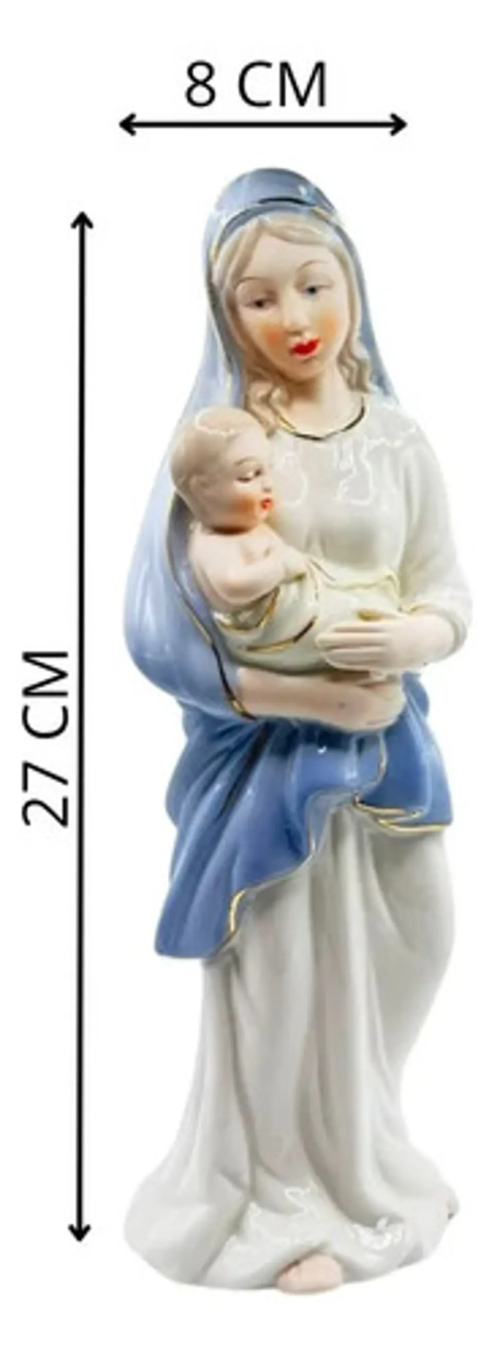 Figura Virgen Con Niño Jesús 26.5 Cm Decoración Religiosa 7
