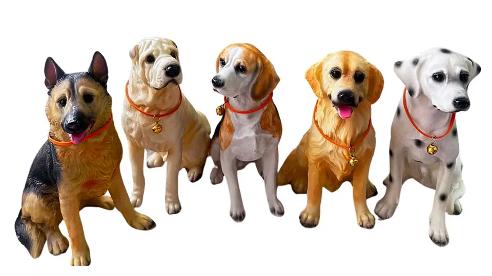 Figura Perro Decorativa Realista 21x10 cm Adorno Hogar 4