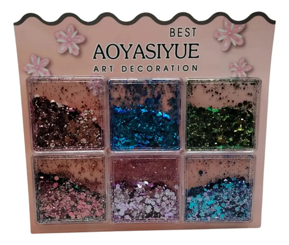 Set De Glitter Para Uñas Maquillaje Manualidades 6 Colores 2