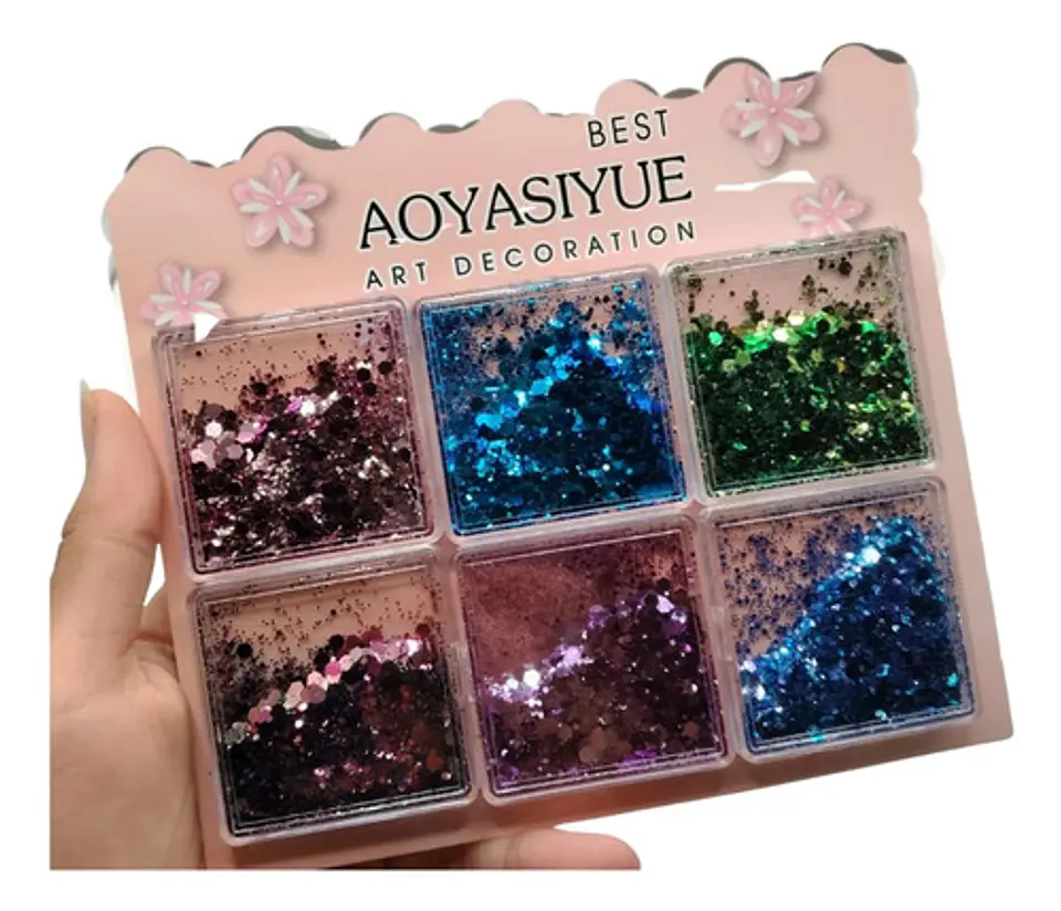 Set De Glitter Para Uñas Maquillaje Manualidades 6 Colores 3