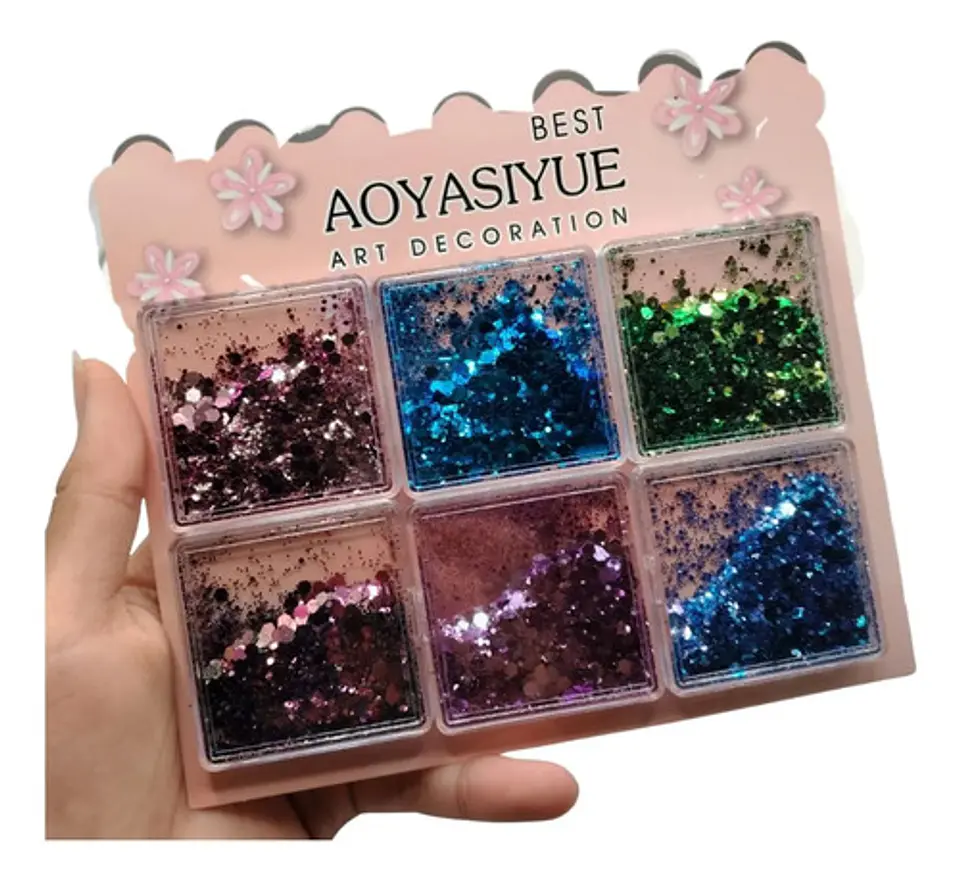 Set De Glitter Para Uñas Maquillaje Manualidades 6 Colores 4
