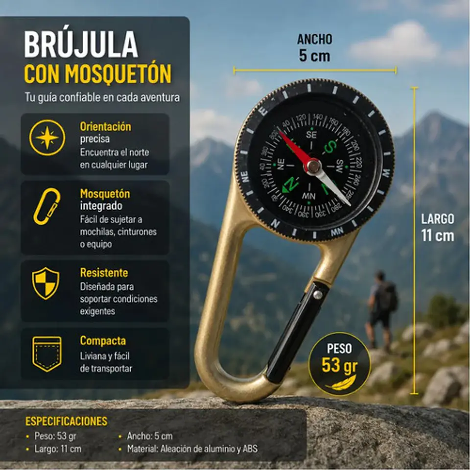 Brújula Con Mosquetón Para Camping Senderismo Trekking 2