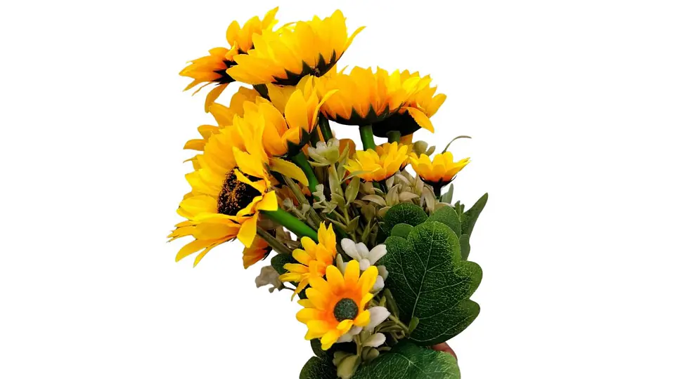 Ramo de Girasoles Artificiales Realistas con Follaje Premium Decorativo 2