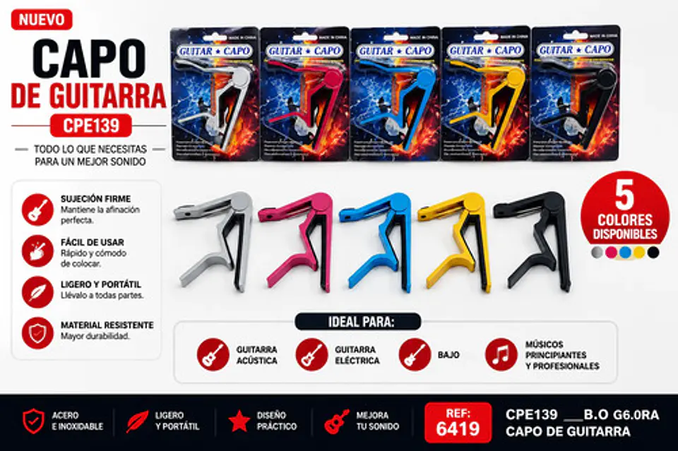 Capotraste Universal Para Guitarra Acústica Y Eléctrica 2