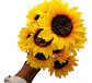 Ramo De Girasoles Artificiales Realistas Con Follaje Premium - Miniatura 1