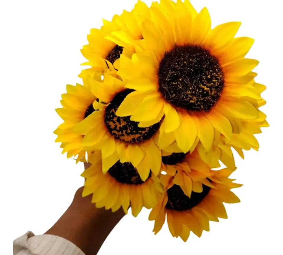 Ramo De Girasoles Artificiales Realistas Con Follaje Premium 1