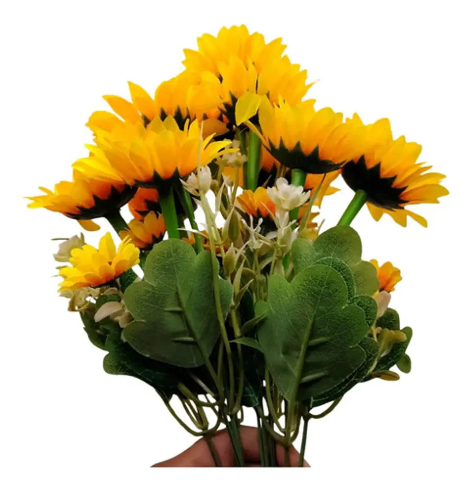 Ramo De Girasoles Artificiales Realistas Con Follaje Premium 2