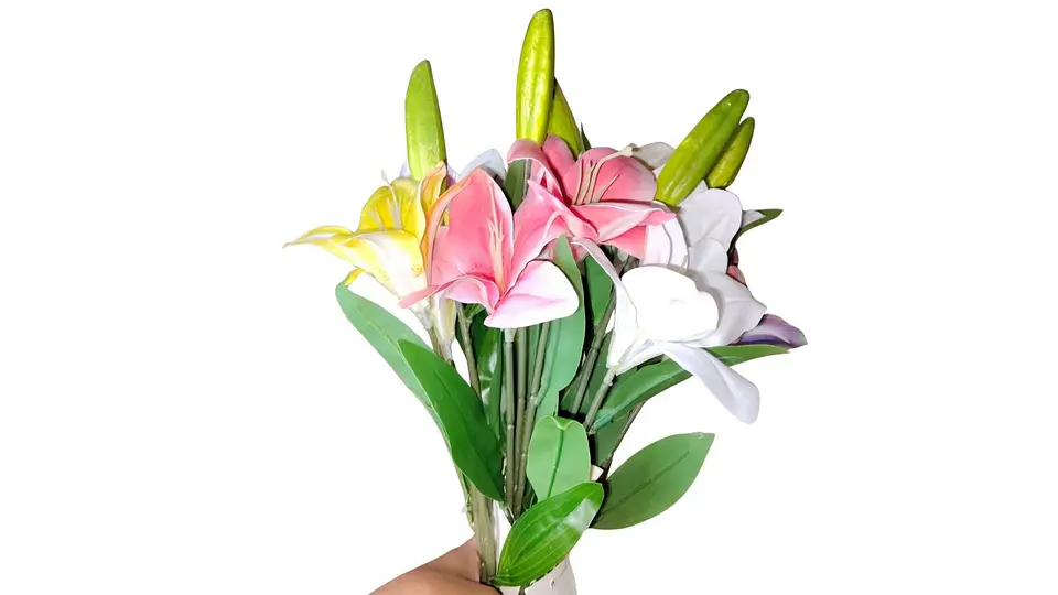 Lirios Artificiales Premium con Capullos y Follaje Natural 1