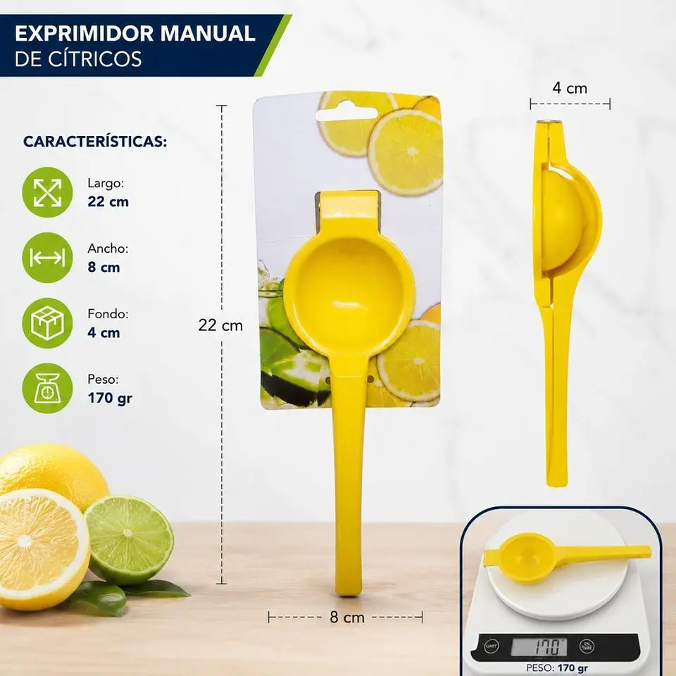 Exprimidor Manual De Cítricos Limón Naranja Plástico Resistente 5