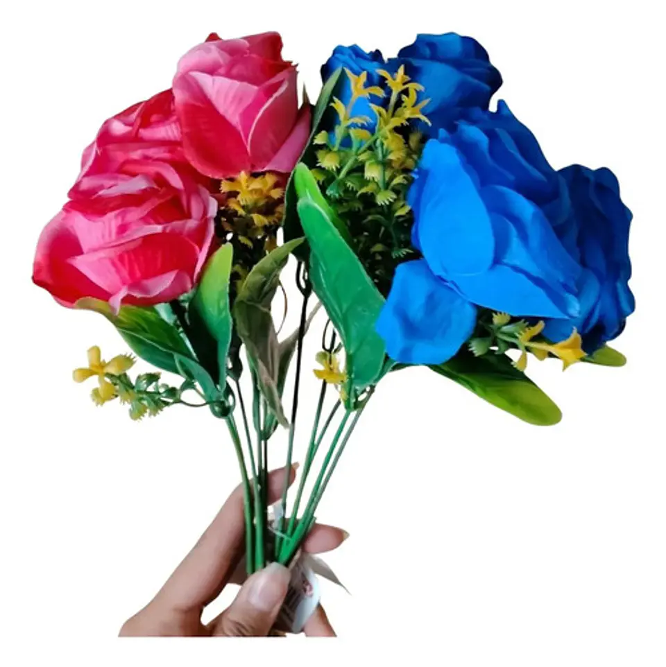 Ramo De Rosas Artificiales Multicolor Decoración Hogar X 5 4