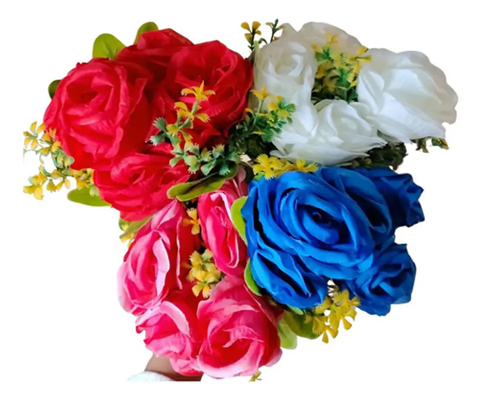 Ramo De Rosas Artificiales Multicolor Decoración Hogar X 5 5