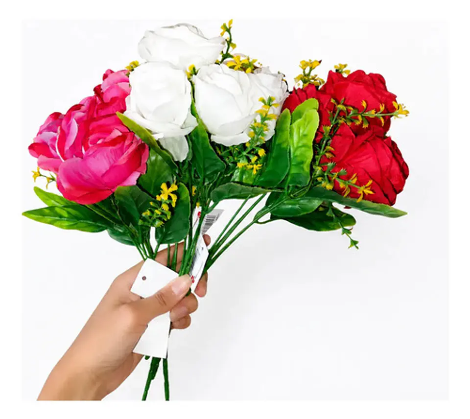 Ramo De Rosas Artificiales Multicolor Decoración Hogar X 5 6