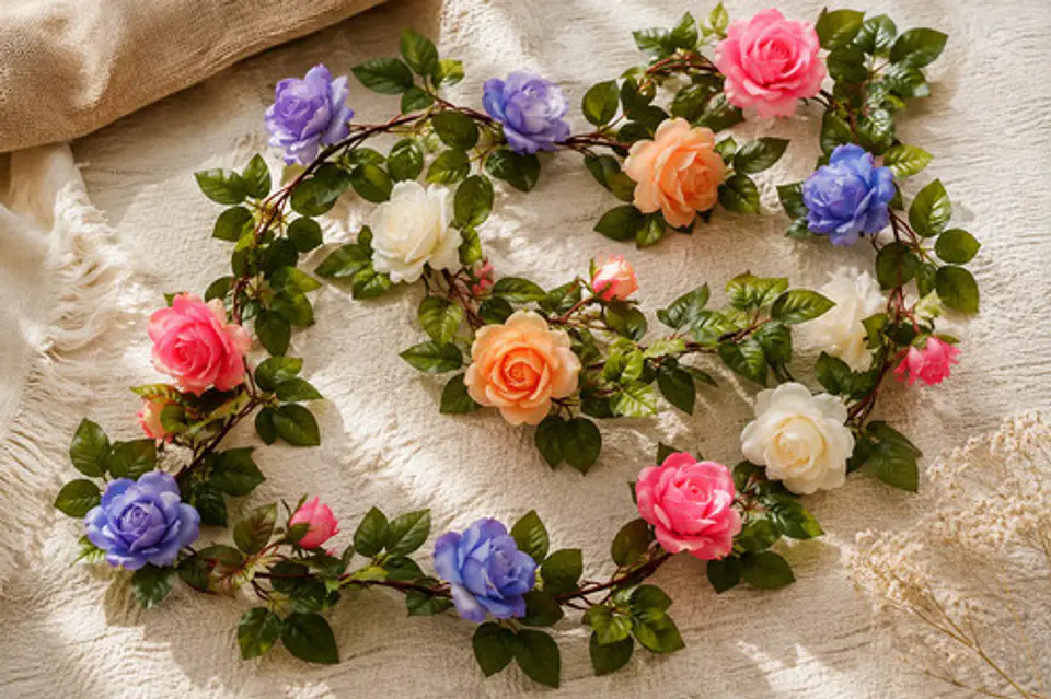 Guirnalda Flores Rosas Artificiales Premium Para Eventos 5