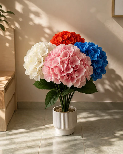 Hortensias Artificiales Premium Para Hogar Y Oficina