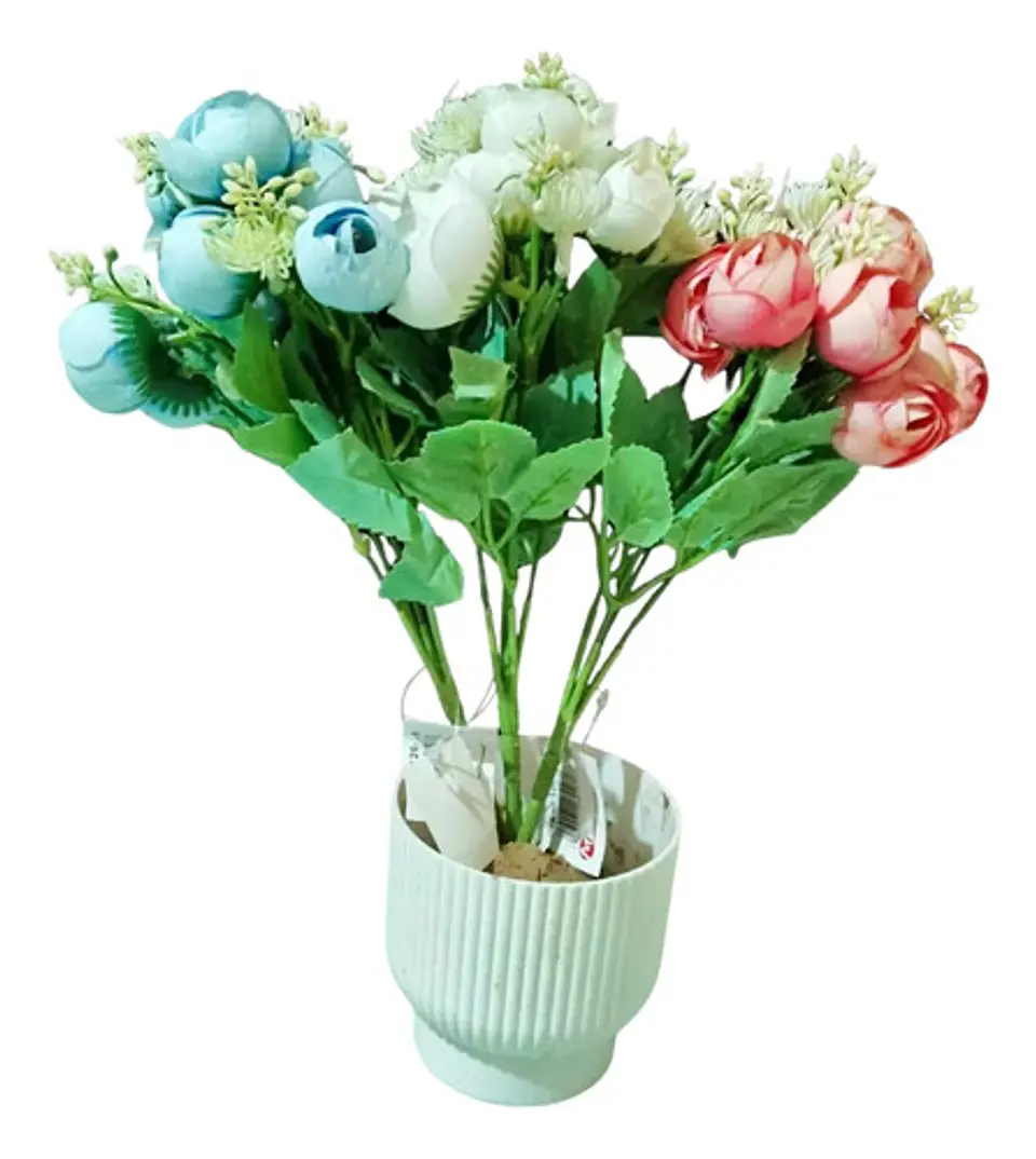 Arreglo Floral Artificial De Peonías Y Ranúnculos X5 3