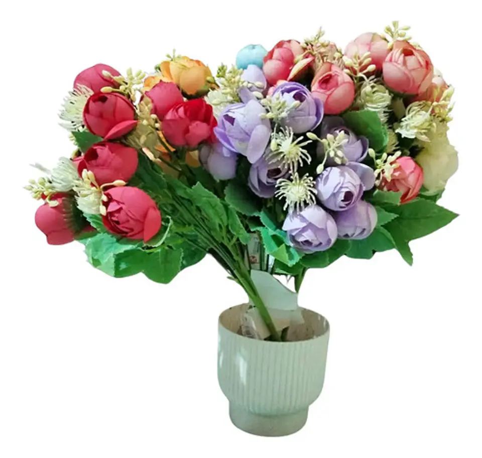 Arreglo Floral Artificial De Peonías Y Ranúnculos X5 5