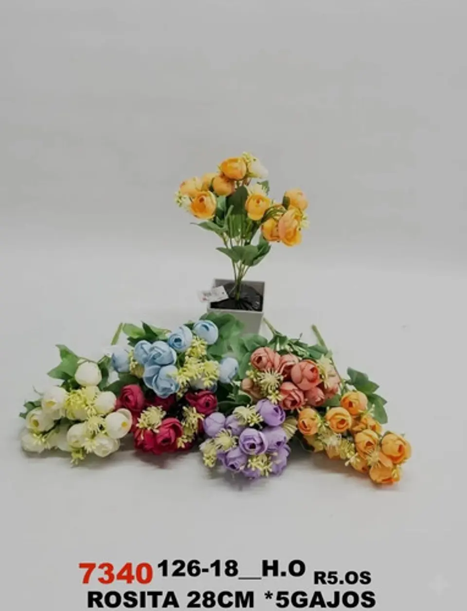 Arreglo Floral Artificial De Peonías Y Ranúnculos X5 7