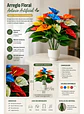 Arreglo Floral Anturios Artificiales Decorativo Premium - Miniatura 5