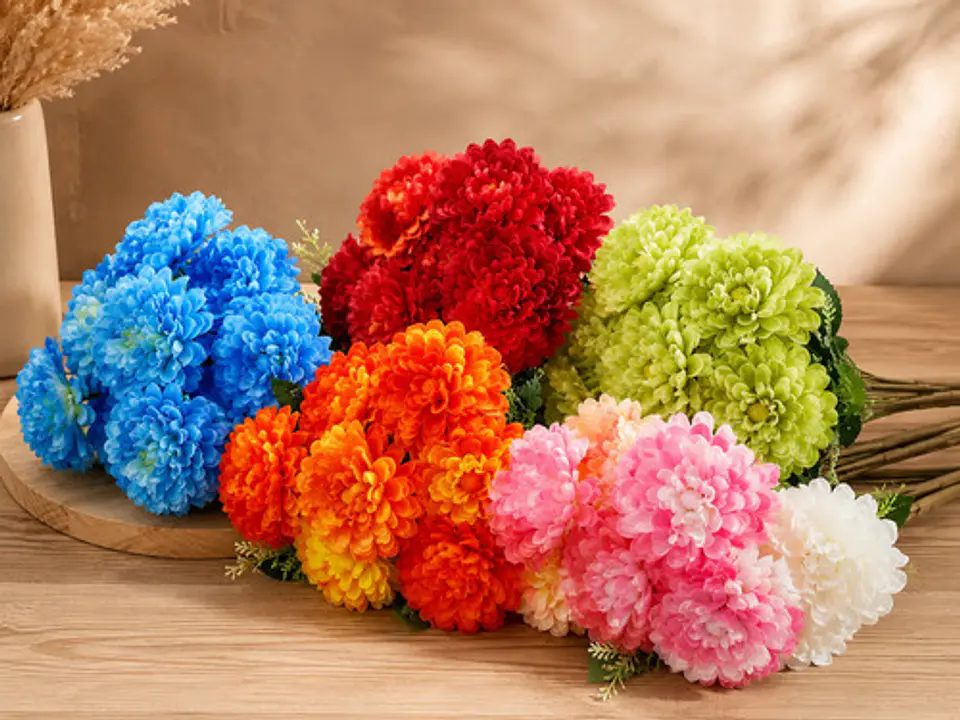 Ramo De Flores Artificiales Dalias Realistas Decoración 1
