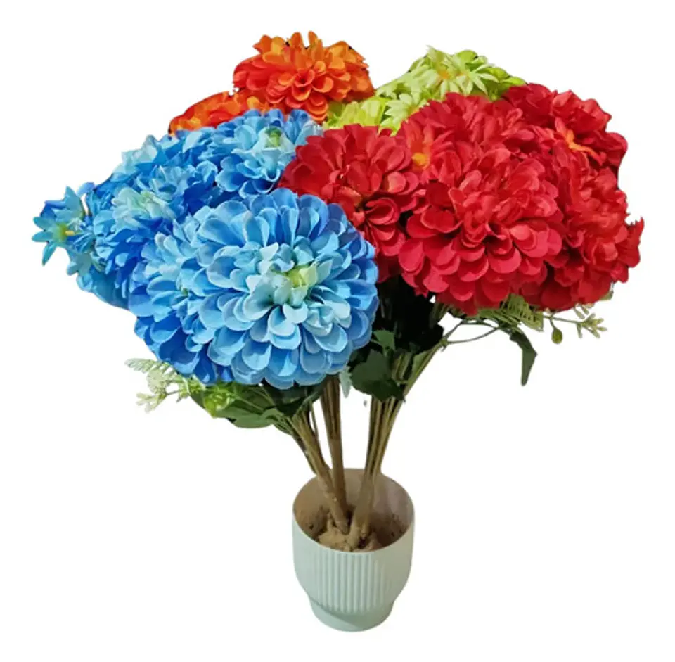 Ramo De Flores Artificiales Dalias Realistas Decoración 2